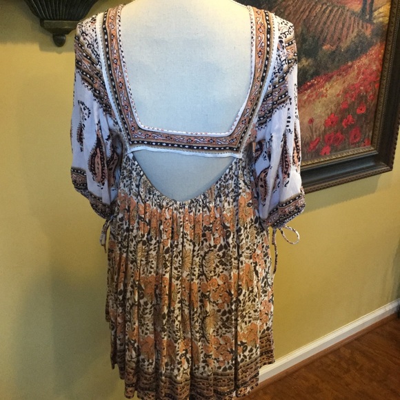 Free People orange paisley Boho Tunic top - Picture 8 of 8